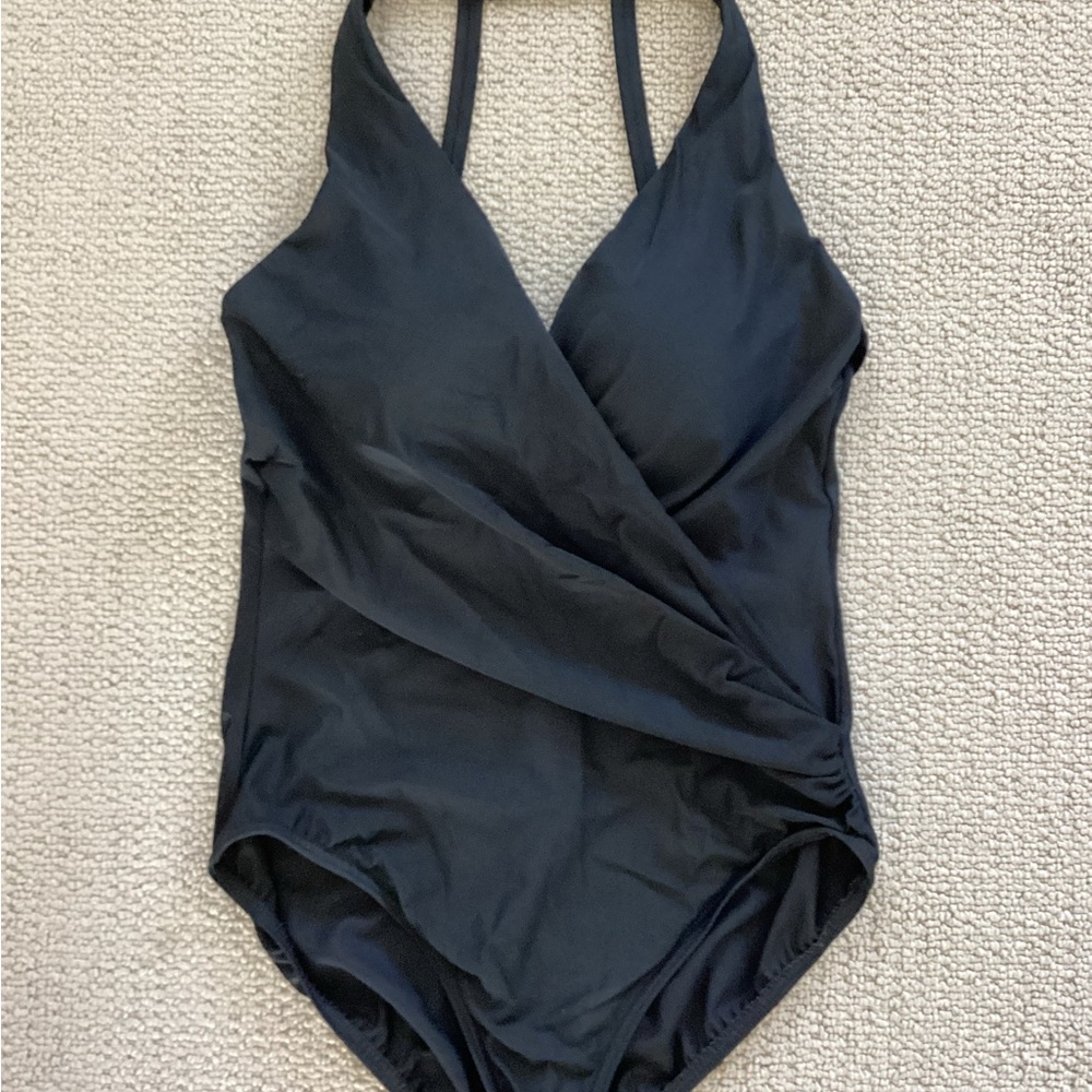 Miraclesuit Size 10 Black Wrapsody Swimsuit